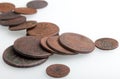 Heap of very old copper coins Royalty Free Stock Photo