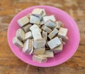 Heap of wafer biscuit in bowl