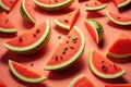 Heap of watermelon slice as backround. AI generation