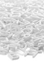 Heap of white monochrome alphabetic character letters over white background, literature, education, know-how or writing concept