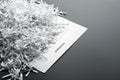 Heap of white shredded papers