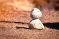 Heap of white stone stack of rock decoration in vertical style composition, copy space. Royalty Free Stock Photo