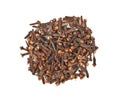 Heap of whole dried cloves on white background. Royalty Free Stock Photo