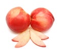 Heap of whole peaches and slices Royalty Free Stock Photo