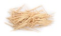 Heap of wooden toothpicks on white background Royalty Free Stock Photo