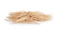 Heap of wooden toothpicks on white background Royalty Free Stock Photo