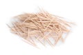 Heap of wooden toothpicks on white background Royalty Free Stock Photo
