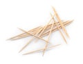 Heap of wooden toothpicks on white background, top view Royalty Free Stock Photo