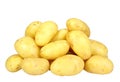 Heap of yellow raw potatos