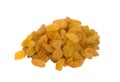 Heap of Yellow Sultanas Raisins on White Background Royalty Free Stock Photo