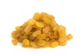 Heap of Yellow Sultanas Raisins on White Background Royalty Free Stock Photo