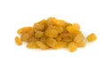 Heap of Yellow Sultanas Raisins on White Background Royalty Free Stock Photo