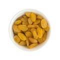 Heap of Yellow Sultanas Raisins on White Background Royalty Free Stock Photo