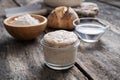 Heaping jar of sourdough starter yeast Royalty Free Stock Photo