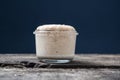 Heaping jar of sourdough starter yeast Royalty Free Stock Photo