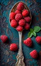 A heaping spoonful of juicy red raspberries Royalty Free Stock Photo