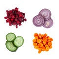 Heaps of different cut vegetables Royalty Free Stock Photo