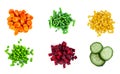 Heaps of different cut vegetables Royalty Free Stock Photo