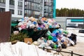 Heaps of garbage on the streets of Saint Petersburg, Russia