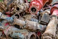 Heaps of garbage and waste after construction work on underground gas and water pipelines. Royalty Free Stock Photo