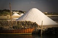 Heaps of salt produced in the salt marshes of Marsala, Sicily