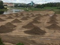 Heaps of soil in construction