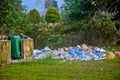 heaps of used housing plastic waste