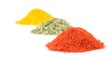 Heaps of various ground spices on white Royalty Free Stock Photo