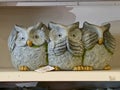 Hear no evil, speak no evil, see no evil owls Royalty Free Stock Photo