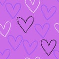 Seamless pattern with hand drawn hearts. Vector background for your design Royalty Free Stock Photo