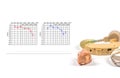 Hearing aid with audiogram background Royalty Free Stock Photo