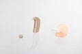 Hearing aid, earmold and a battery Royalty Free Stock Photo