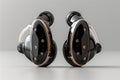 Hearing aid, headphones on a gray background Royalty Free Stock Photo