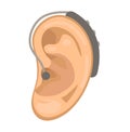 Hearing aid icon flat style. Ear on a white background. Medicine concept. Vector illustration.