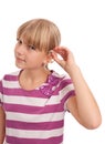 Hearing aid putting on Royalty Free Stock Photo