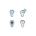 Hearing Aid Symbol, Ear vector icon hearing aid ear listen sound graphics. Royalty Free Stock Photo