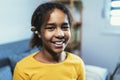 Hearing Aid in Young Girl`s Ear. Royalty Free Stock Photo