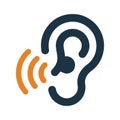 Hearing, audio, ear, eye, listen, sense, sound icon. Simple flat design concept.