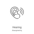 hearing icon vector from bioengineering collection. Thin line hearing outline icon vector illustration. Linear symbol for use on Royalty Free Stock Photo