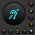 Hearing impaired dark push buttons with color icons