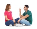 Hearing impaired friends using sign language for communication Royalty Free Stock Photo