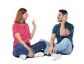 Hearing impaired friends using sign language for communication Royalty Free Stock Photo