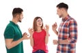 Hearing impaired friends using sign language for communication isolated Royalty Free Stock Photo