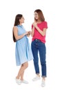 Hearing impaired friends using sign language for communication isolated Royalty Free Stock Photo