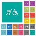 Hearing impaired and wheelchair symbols square flat multi colored icons Royalty Free Stock Photo