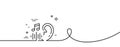 Hearing line icon. Audio message sign. Continuous line with curl. Vector Royalty Free Stock Photo
