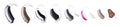 Hearing loss - panel of prostheses panoramic image Royalty Free Stock Photo
