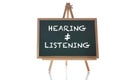 Hearing not equal listening written on chalkboard on white background Royalty Free Stock Photo