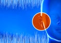 Hearing problems and solutions. Ultrasound. Deafness. Advancing age and hearing loss. Soundwave and equalizer bars with human ear.