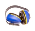 Hearing protection blue ear muffs Royalty Free Stock Photo